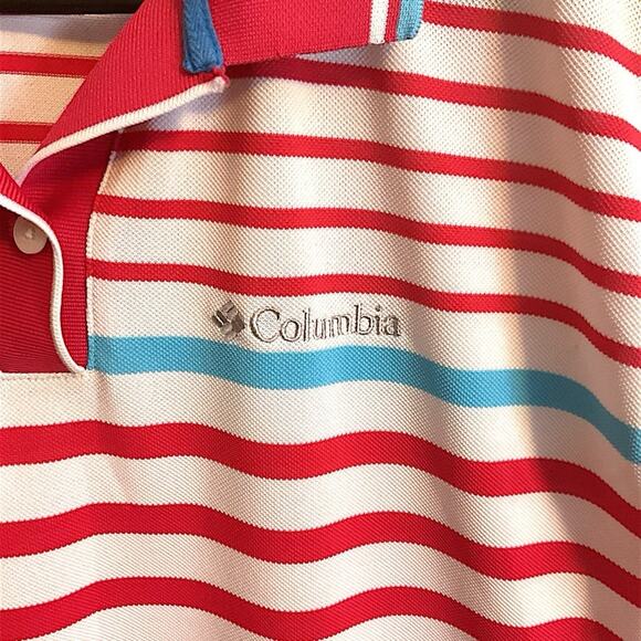 Columbia Shirt Womens L Red White Sleeveless Button Front Collared Lightweight - Picture 4 of 11